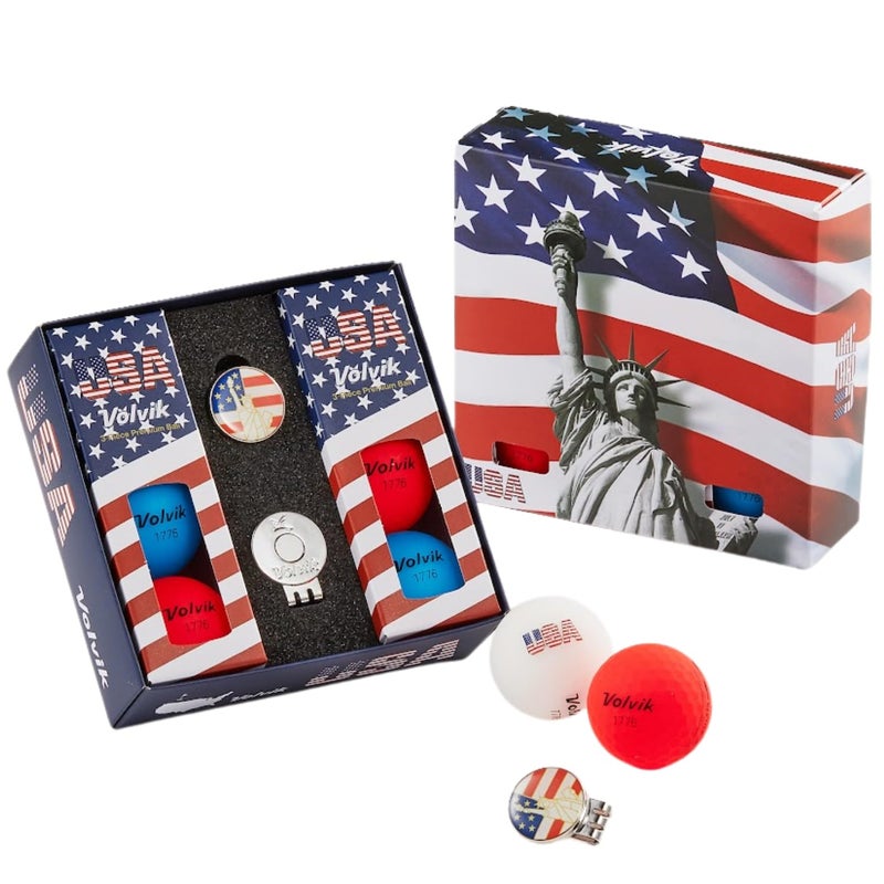 Volvik unisex adult Other Golf Ball, Red/Blue/White, 6 pack US - Image 1